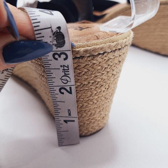 Born Monticello Knotted Wedge Espadrille Sandals Suede Leather 9 Open Toe Black - Picture 10 of 13